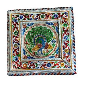 Vintage Indian Peacock Puja Prayer box.